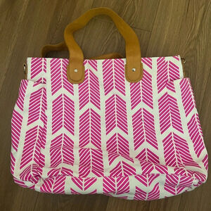 White Elm Pink Arrows Weekender Tote Bag Canvas With Water Resistant Lining